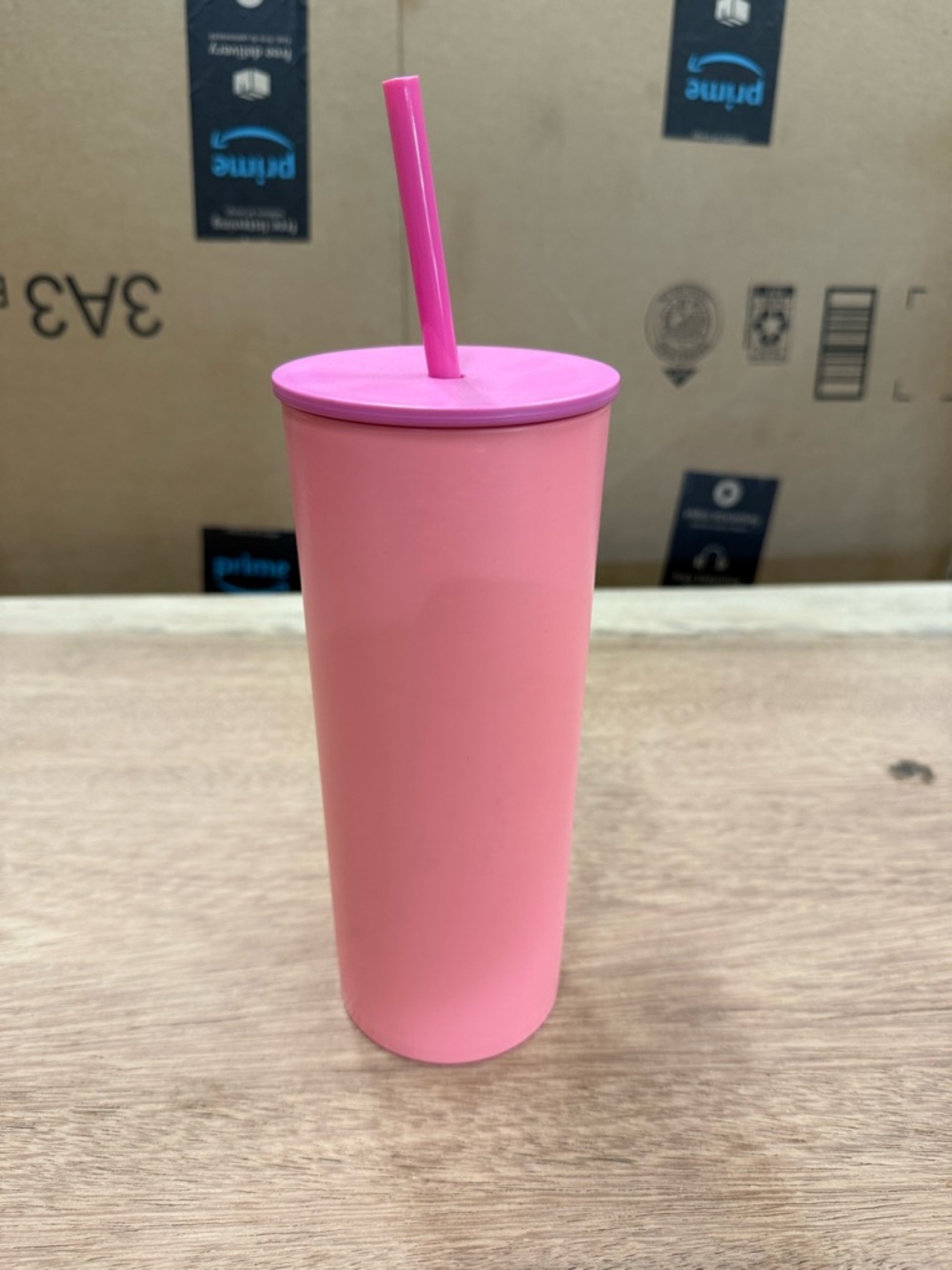 Pink Insulated Travel Tumbler with Straw